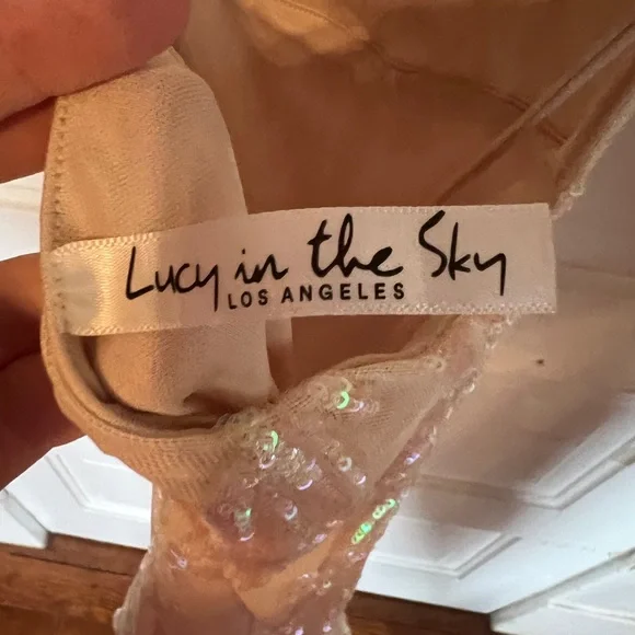 Lucy In The Sky pink starstruck iridescent sequin dress size xs - Picture 3 of 5